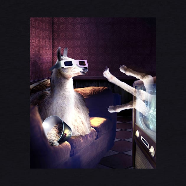 Llama With 3D Glasses Watching 3D Horror Movie by Random Galaxy